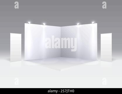 Scene show Podium for presentations on the gray background. Vector illustration Stock Vector
