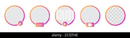 Set of templates for social network elements stories Stock Vector