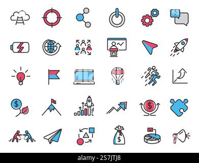 Set of linear startup icons. Career icons in simple design. Vector illustration Stock Vector