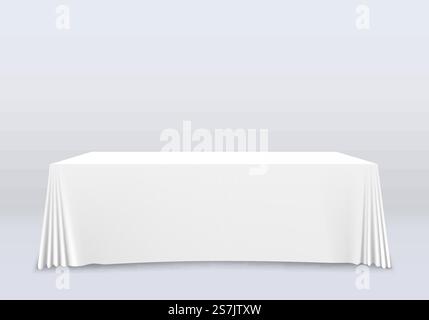 Table with tablecloth art banner. Vector illustration Stock Vector