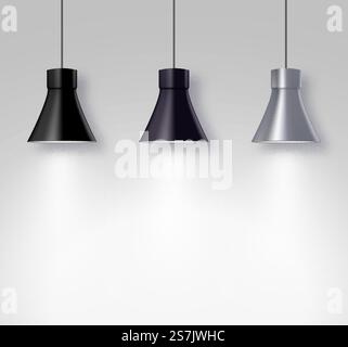 Lamp illuminators on wall interior. Transparent light effect design ...