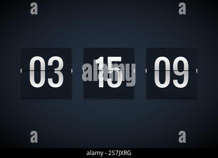 Countdown timer clock counter. Flip vector timer template. Display information of minute, hour. Scoreboard info.. Countdown timer clock counter. Flip vector timer template. Display information of minute, hour. Scoreboard info Stock Vector
