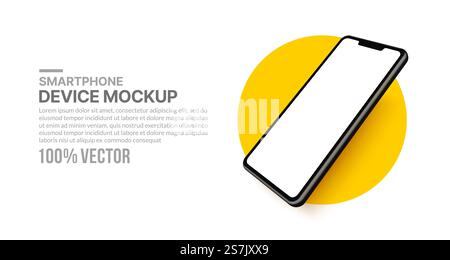 Realistic 3d smartphone mockup with blank screen for app development and UX UI design, Isolated cellphone for presentation templates Stock Vector