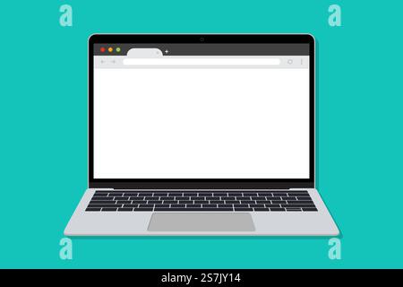 Laptop with blank browser window in a flar design Stock Vector