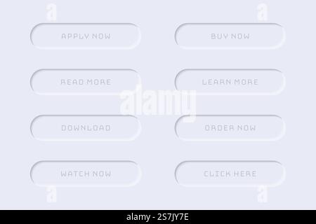 Minimalistic web buttons collection in gray with shadow Stock Vector