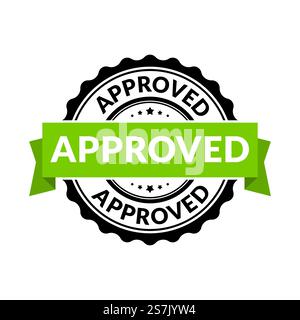 Approved seal stamp sign. Vector rubber round permission symbol for approval background.. Approved seal stamp sign. Vector rubber round permission symbol for approval background Stock Vector