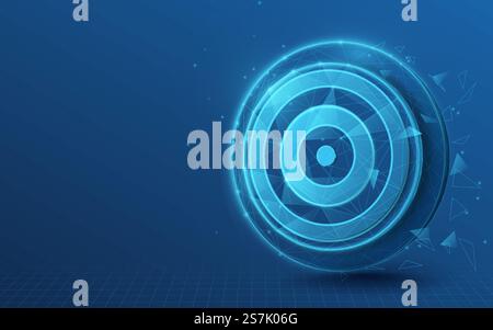3d Target board sign. Low poly, lines, triangles, and particle style design. Vector illustration Stock Vector