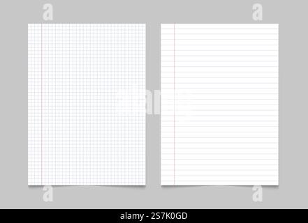 Exercise book paper page background. Notebook sheet lined texture ...
