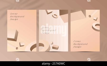 Abstract 3d geometrical shape brown gold gradient a4 luxury cover background design. Stock Vector