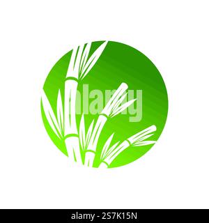Bamboo with green leaf logo ilustration vector template Stock Vector