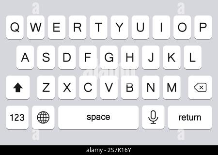 Keyboard for smartphone in gray. Vector illustration Stock Vector