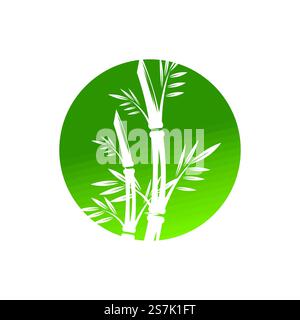 Bamboo with green leaf logo ilustration vector template Stock Vector