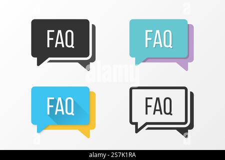 Set of FAQ icons in different styles Stock Vector