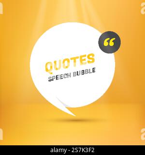 Banner, speech bubble, poster and sticker concept with sample text. white bubble message on bright yellow background Stock Vector