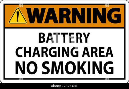 Warning Sign Battery Charging Area, No Smoking Stock Vector
