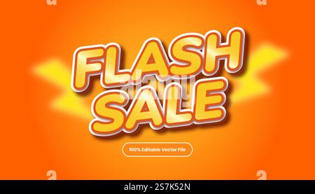 Orange promotion title text style font effect vector. Editable flash sale text style. Stock Vector