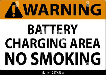 Warning Sign Battery Charging Area, No Smoking Stock Vector
