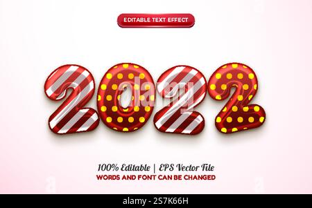 2022 happy new year balloon editable text effect Stock Vector