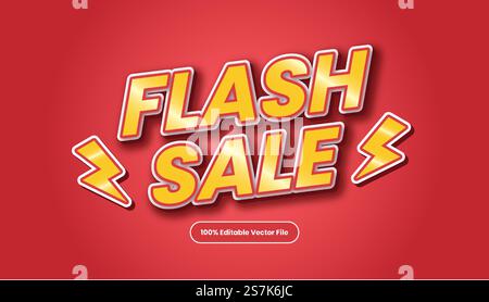 Red promotion title text style font effect vector. Editable flash sale text style. Stock Vector
