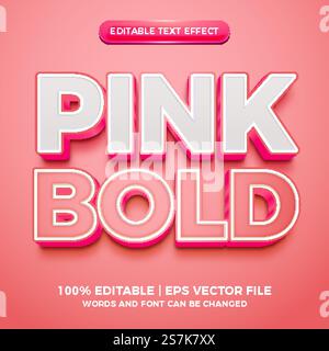 pink bold 3d editable text effect Stock Vector