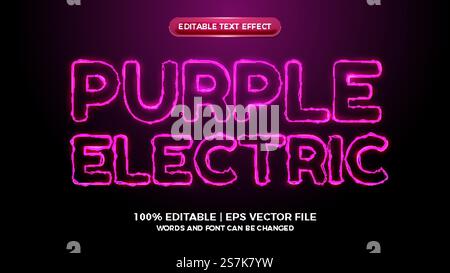 purple elictric wave editable text effect Stock Vector