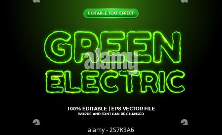 green elictric wave editable text effect Stock Vector