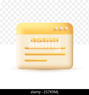 Copywriting with device, writing icon. document concept yellow. 3d vector illustration on white transparent background Stock Vector