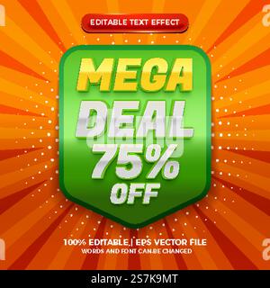 Modern megda deal 3d editable text effect Stock Vector