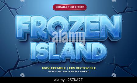 frozen island 3d editable text effect cartoon style Stock Vector