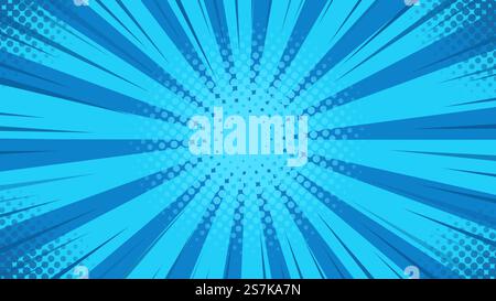 Abstract background. blue rays of light spread from the center in a comic style. Stock Vector
