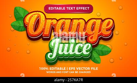 fresh orange juice editable text effect Stock Vector