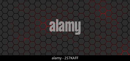 Hexagons honeycomb texture carbon background, Abstract futuristic technological backdrop banner design, Vector illustration Stock Vector
