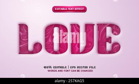 love marble cutout text style effect editable Stock Vector