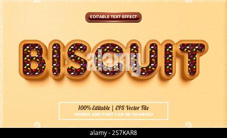 biscuit text style effect editable Stock Vector