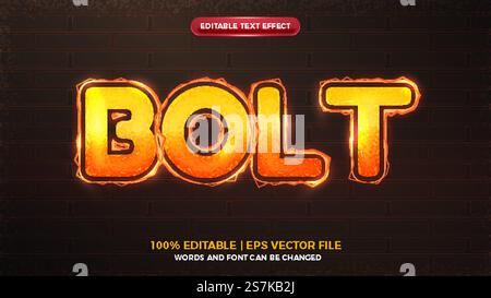 bolt energy orange elictric wave editable text effect Stock Vector