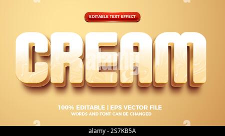 cream coffee 3d cartoon editable text effect Stock Vector