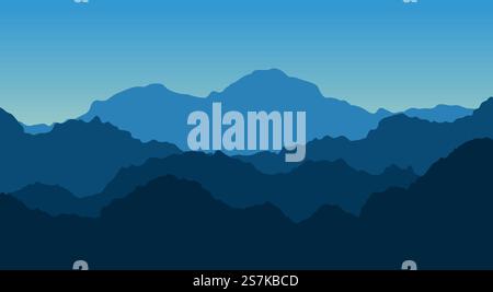 Landscape background vector. The landscape is a high mountain peak with the morning sky. Stock Vector