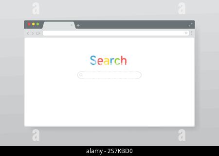 Web browser screen vector on computer screen for searching information via web sites on the Internet Stock Vector