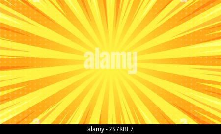 Abstract background comic cartoon blue zoom lines with halftone pattern. Stock Vector