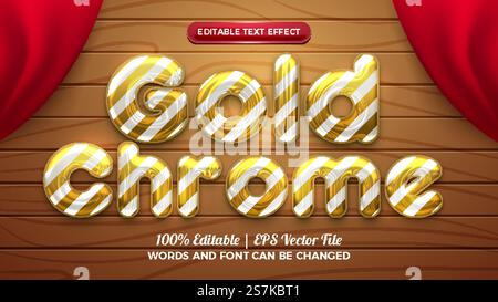 golden chrome helium ballon 3d editable text effect Stock Vector