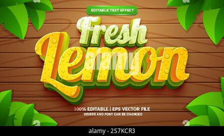 fresh lemon 3d editable text effect template style Stock Vector