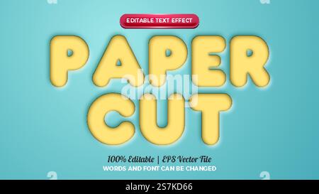 paper cutout text style effect editable Stock Vector