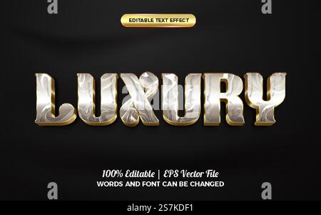 luxury marble gold 3d editable text effect style template Stock Vector