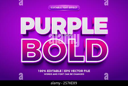 Purple bold 3d editable text effect Stock Vector