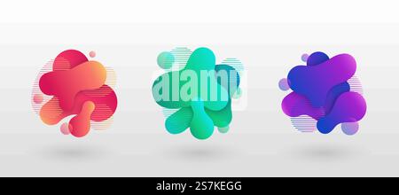 Dynamical colored forms. Geometric abstract elements with flowing liquid shapes, template for logo, flyer or presentation design vector creativity modern set. Dynamical colored forms. Geometric abstract elements with flowing liquid shapes, template for logo, flyer or presentation design vector set Stock Vector