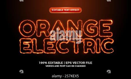 orange elictric wave editable text effect Stock Vector