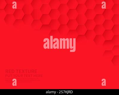Hex texture. Red hexagon pattern, abstract chemistry and biotech technology science vector hexagonal modern paper cut geometry background. Hex texture. Red hexagon pattern, abstract chemistry and biotech technology science vector hexagonal modern paper cut background Stock Vector