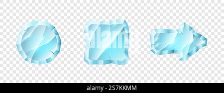 Set of crystal media player button icons. Play and pause buttons for video audio player application user interface isolated on transparent background. Vector illustration. Set of crystal media player button. Play pause buttons for video audio application user interface Stock Vector