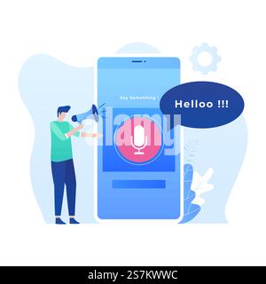 Speech to text illustration concept. Illustration for websites, landing pages, mobile applications, posters and banners Stock Vector
