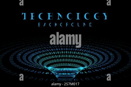 Binary Code Data Transmission in a Tunnel. Dynamic elements for design Stock Vector